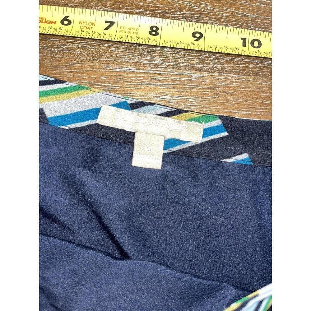 Banana Republic Women's Mini Pleated Lined Skirt 14 Multicolored Blue Geometric - Picture 4 of 7
